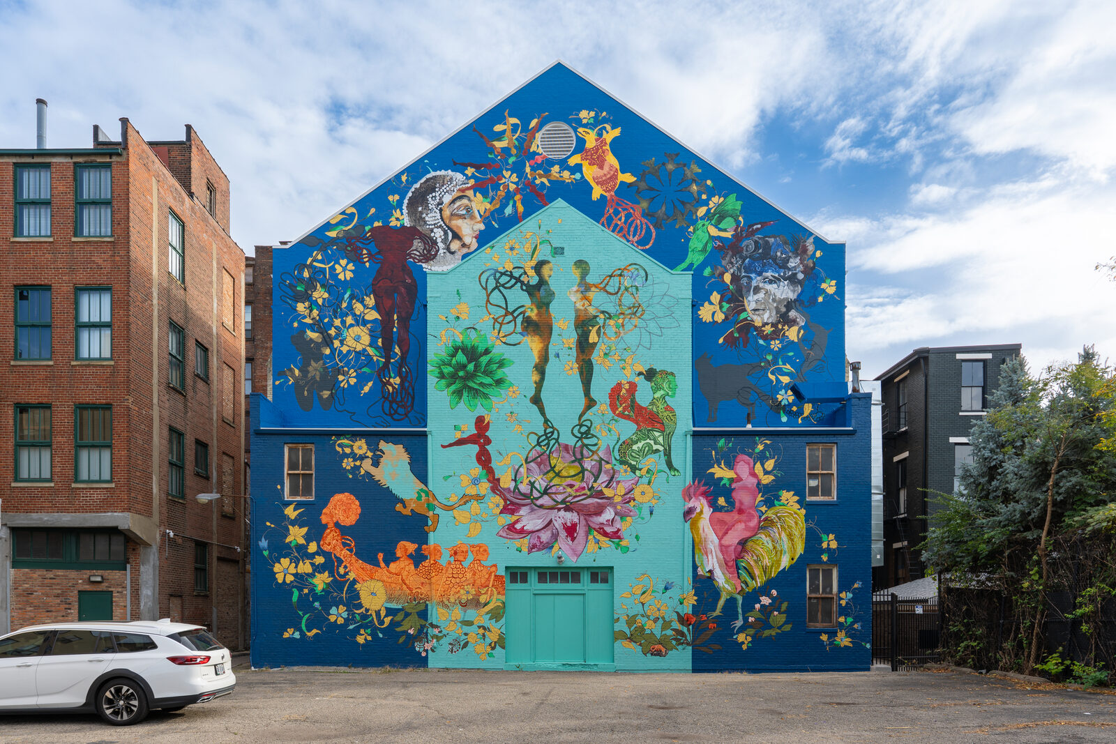 Commons, outdoor mural by Shahzia Sikander in downtown Cincinnati